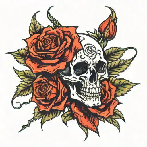 Cyberpunk Skeleton Red Rose
