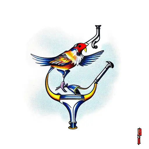 Blind Phoneix Bird With Trumpet Coming Out Of His Mount