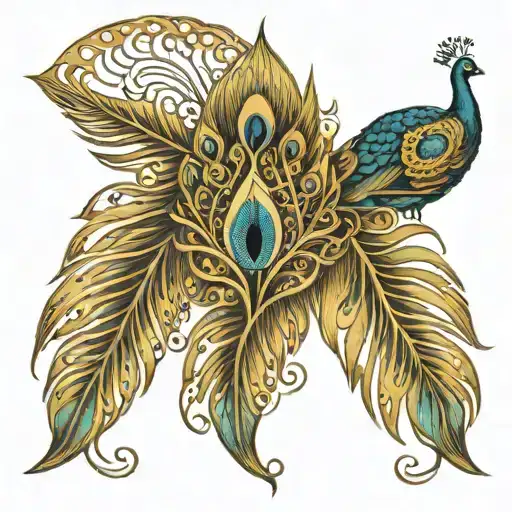An Intricate Design Of A Peacock Feather With Hidden Love Symbols