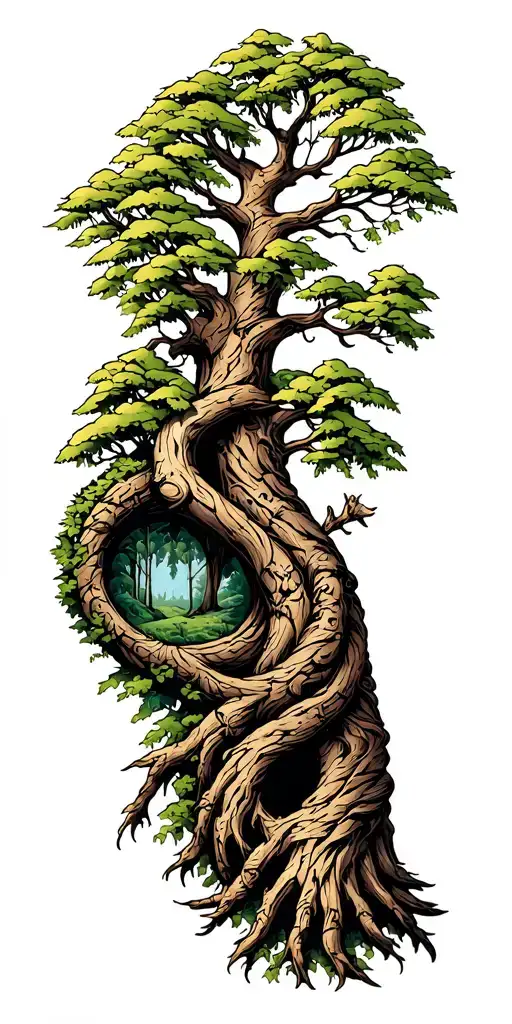 Nordic Tree Of Life Ruins Intertwined