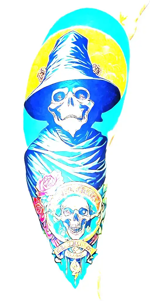 A Plague Doctor Themed Sleeve That Uses Bright Colors