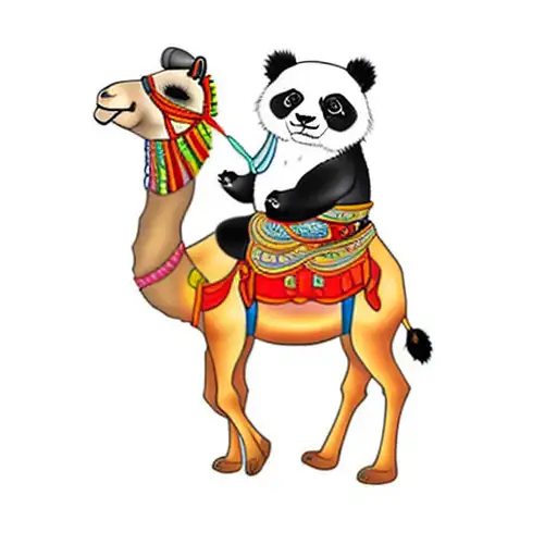 A Panda Riding A Camel