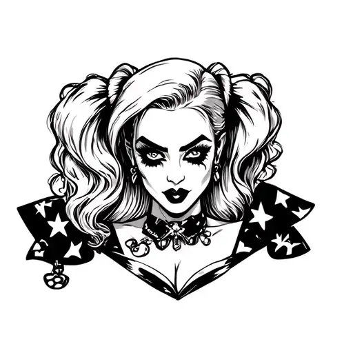 Harley Quinn Simple Line Drawing