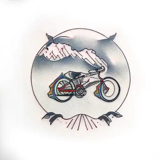 Train Bicycle Mountain Kitchen