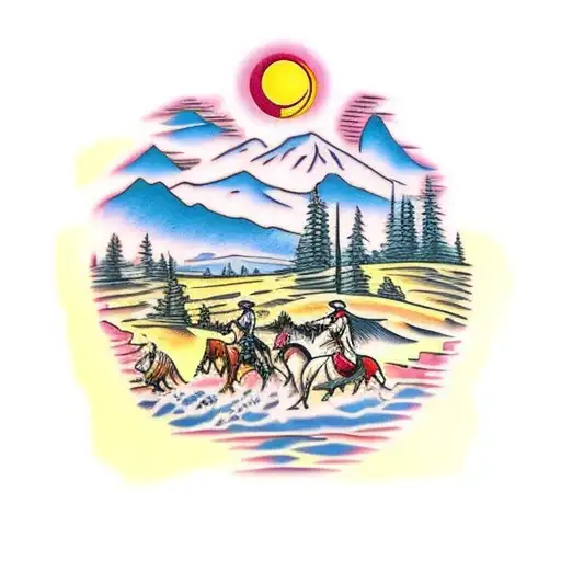 Feminist Old Western Landscape Scene