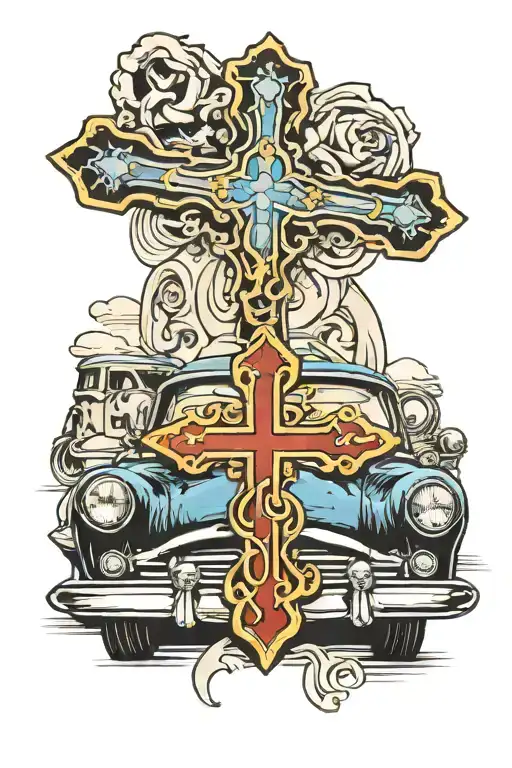 Car Catholic Cross Wrapped