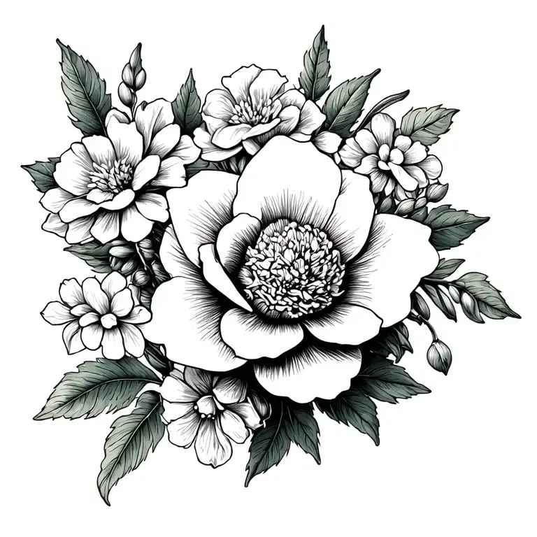 Lupin Flower Withe Camelia And Hortensia