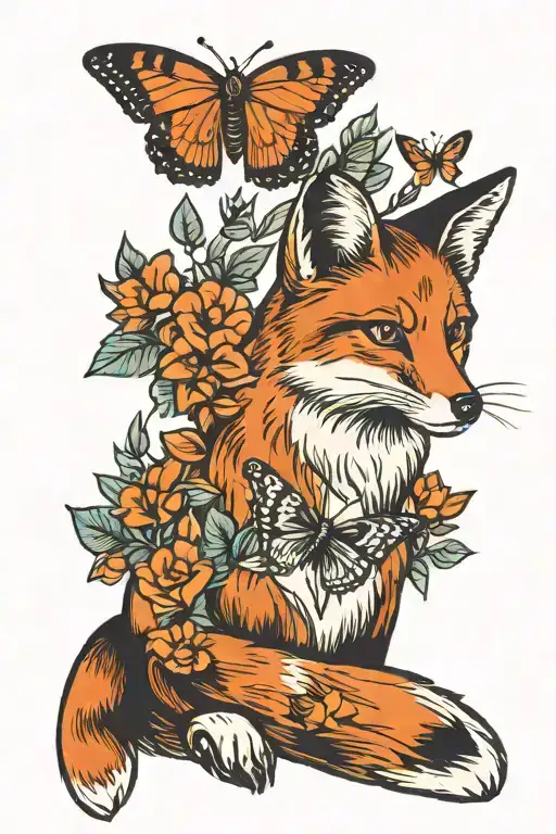 Fox And Butterfly