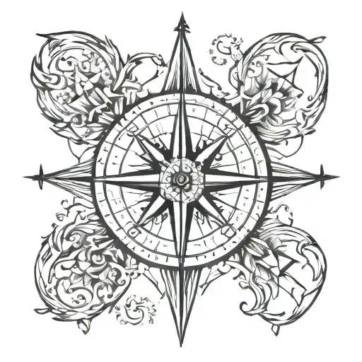A Compass Rose With Each Direction Representing A Family Member