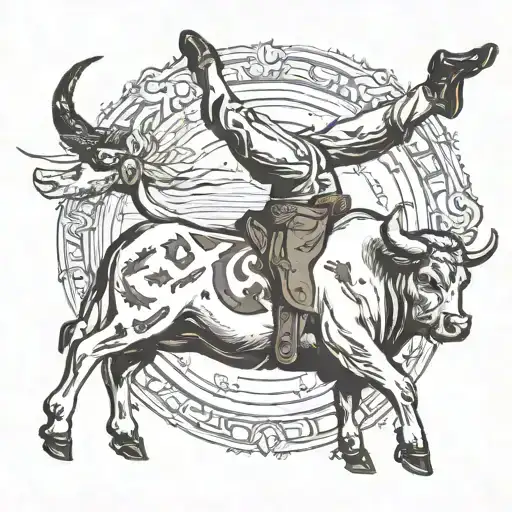 A Man Doing A Handstand On A Bull