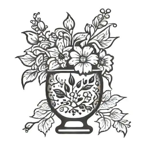 Vase With Flowers In Simple Black And White