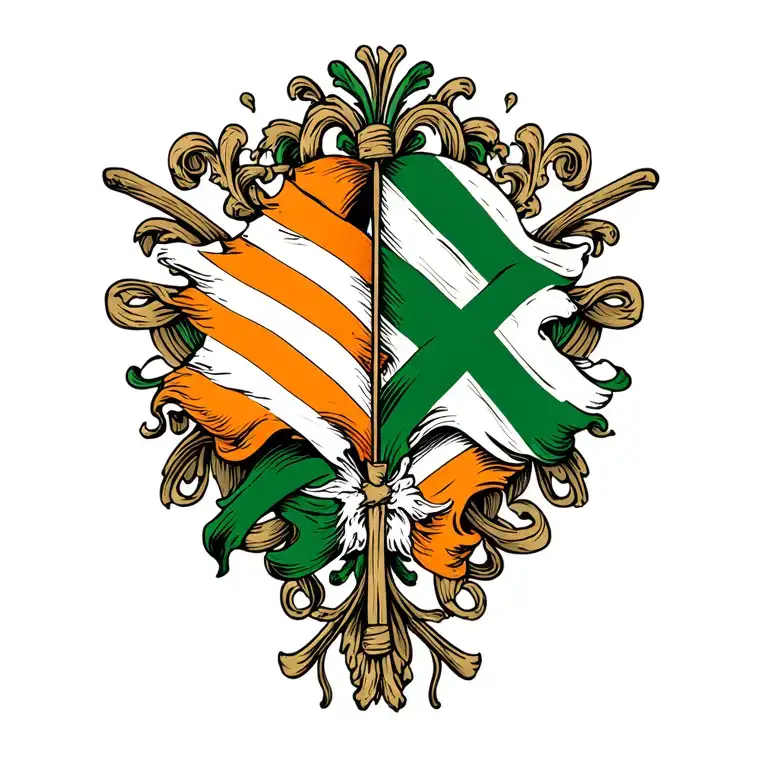 Irish And Scottish Flag Intertwined