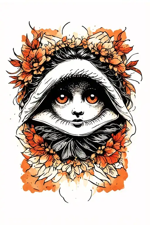 Sketch Style Eyes Surrounding A Figure In The Dark With A Lighter