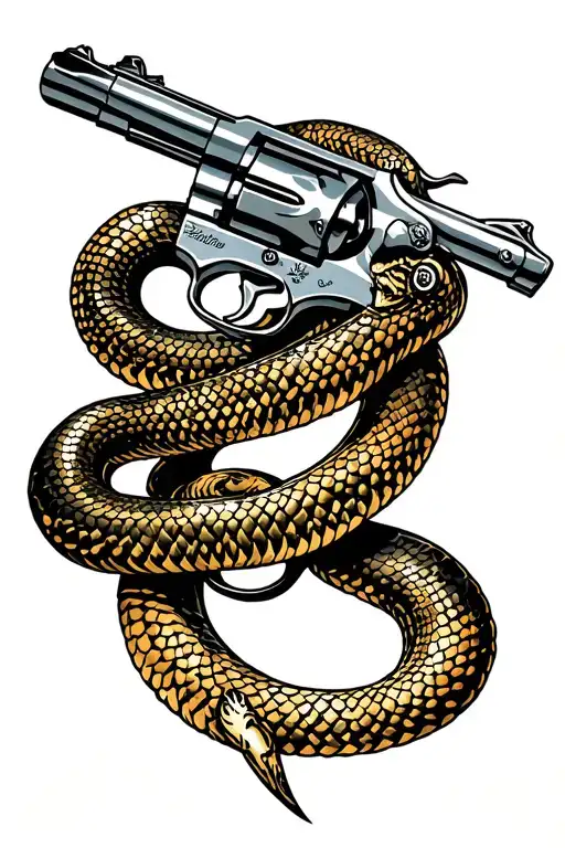 Snake Wrapped Around Revolver
