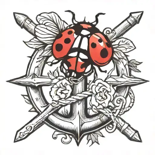 Lady Bug On An Anchor Design