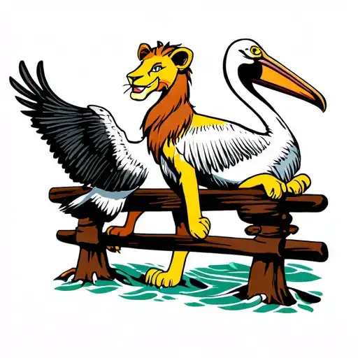 Kion On The Lion Guard Rail With A Pelican