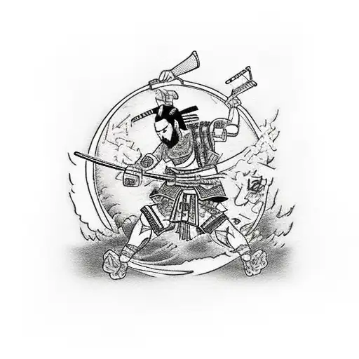 Samurai Riding A Super Bike Holding A Katana