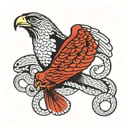 Falcon And Snake On Skull