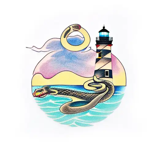 A Lighthouse With A Snake Around It