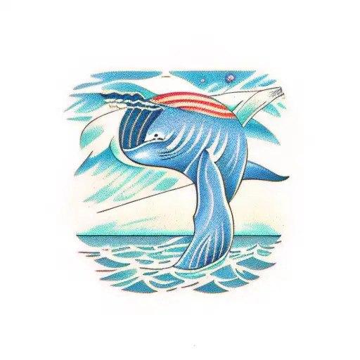 Whale Swimming On A Planet