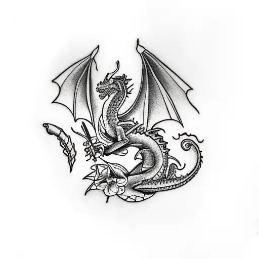 Dragon With Lilium