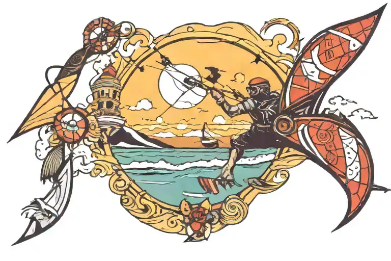 Kitesurf Themed Tatoo Related To Tarifa City Sponsored By Ozonekites With Date September 2024