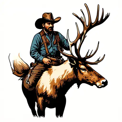 Memorial Tattoo For Papa Hunting Elk Cowboy