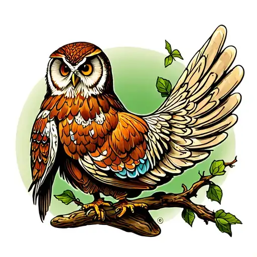 Weeping Willow Tree And Owl Perched On A Ceramic Chicken Wing