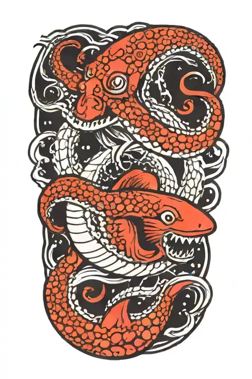 Octopus Fighting A Shark