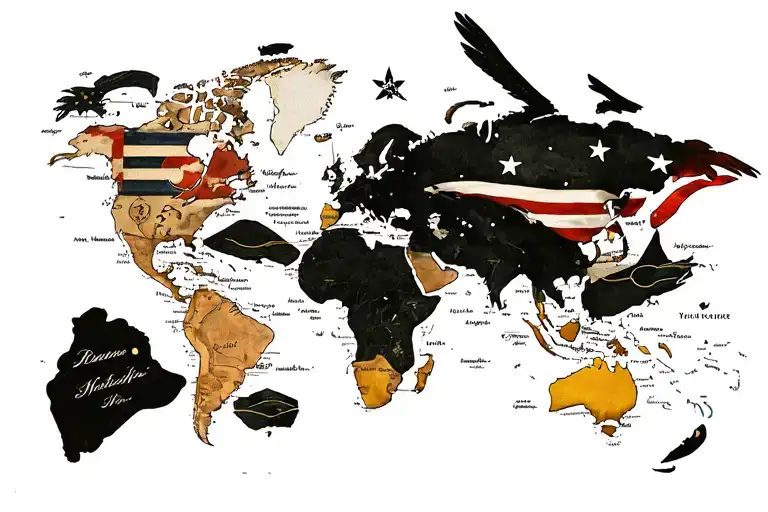 World Map Plane Flying Eagle