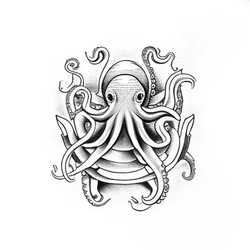 Ship With Octopus Attacking It