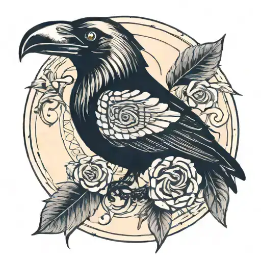 Crow Head And Ouroboros Snake