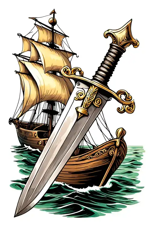 Irish Claymore Sword Through Boat Sailing