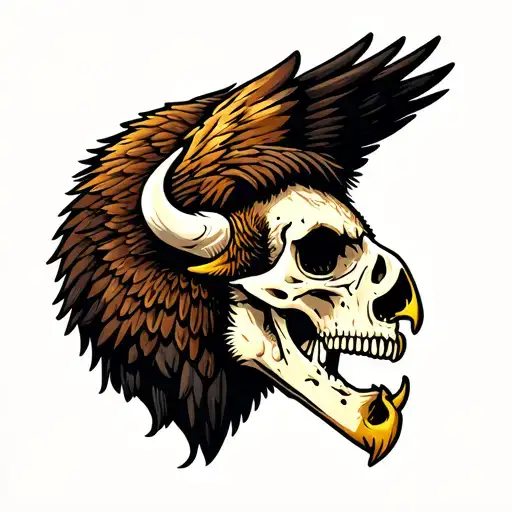 Bison Skull And Eagle