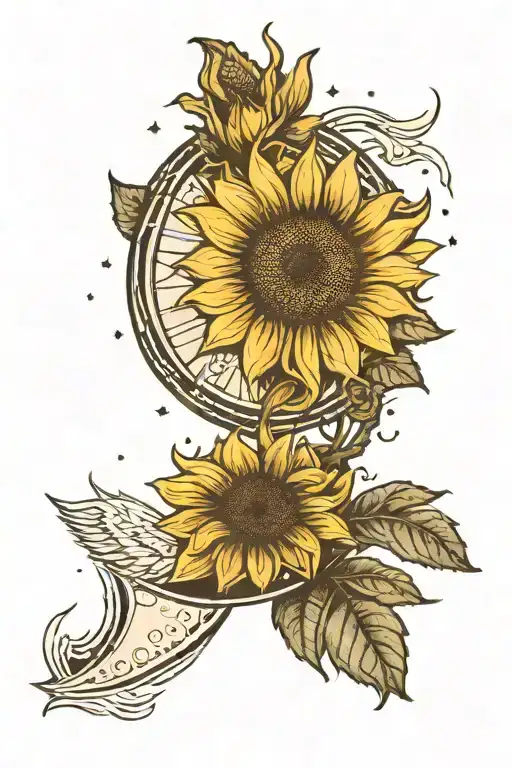 Moon Phase And Sunflower For Men