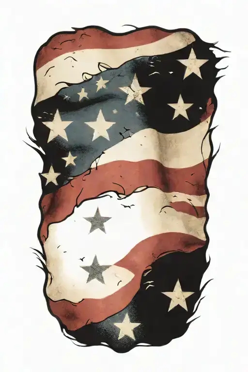 Weathered And Wind Blown American Flag