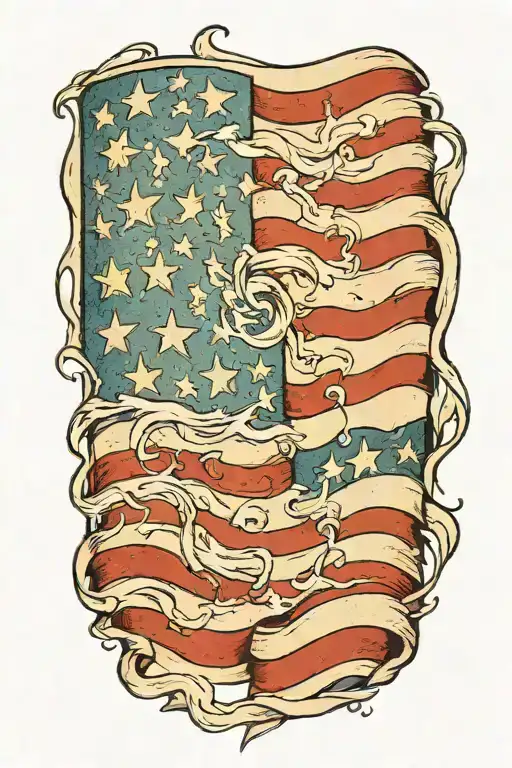 Weathered And Wind Blown American Flag