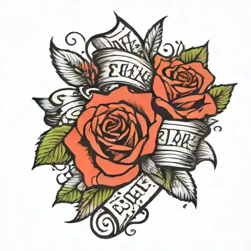 Rose With Ribbons Saying Frankie On One And Rory Or The Other