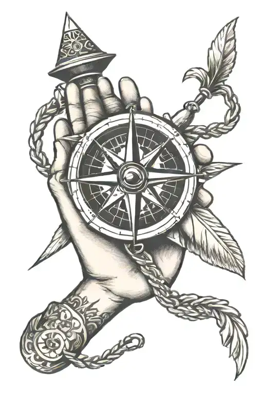 Simple Hand Holding A Compass