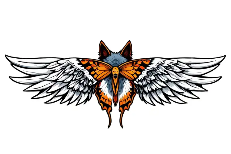 Indigenous Butterfly With Wolf In Wing Attached