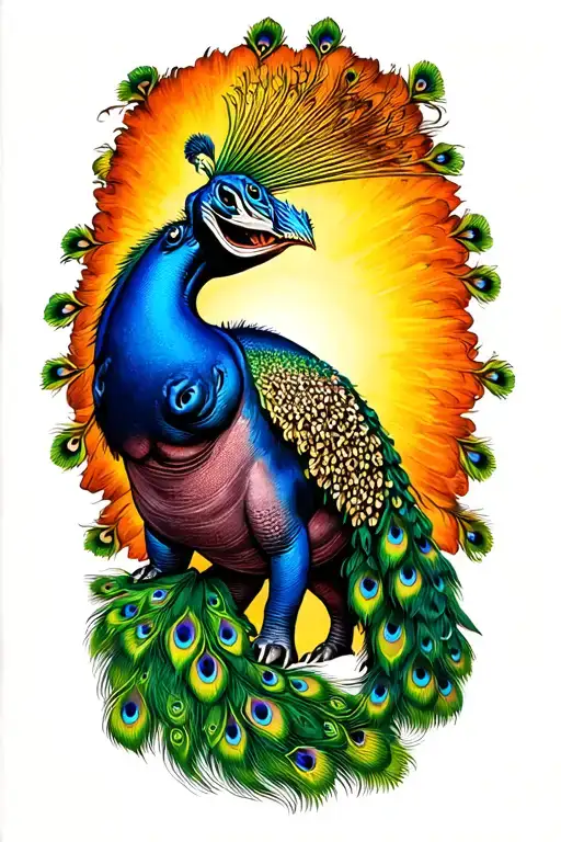 Peacock And Hippo