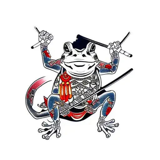 Samurai Frog Traditional Style