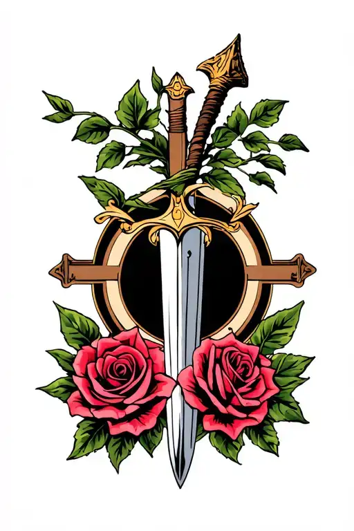 Rose Bible Sword Cross Lilly