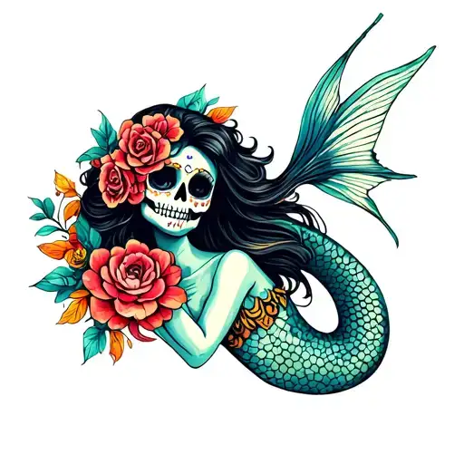 Mermaid Catrina With Body Of Bones Fish