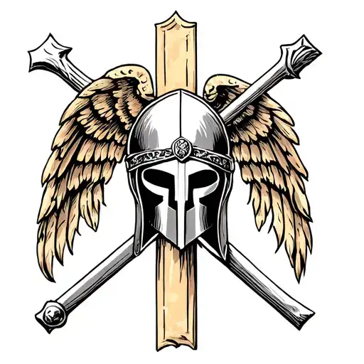 Spartan Helmet On A Cross