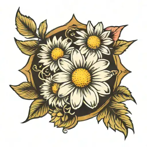 Daisy With Daisy Name Tattoo Design Combining