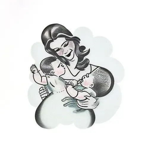 Mother A Child And A Baby