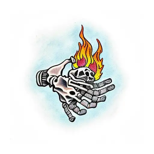 Skeleton Hand With Fire