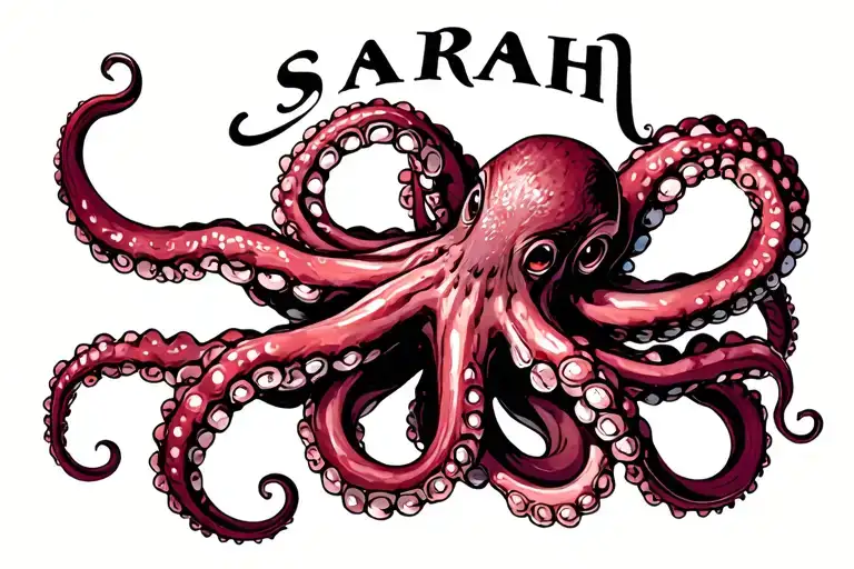 The Name Sarah Wrapped In The Tentacles Of An Octopus