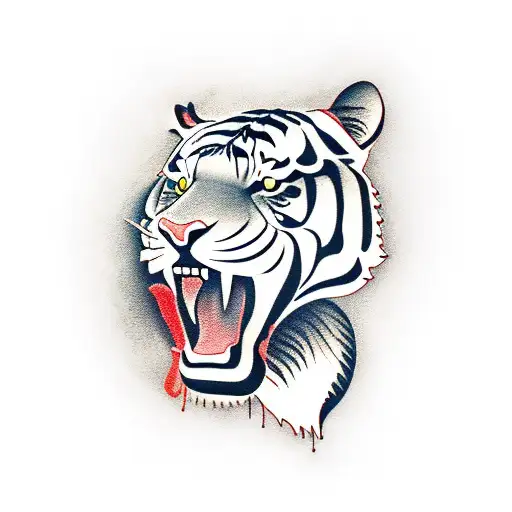 Tiger Head With Open Mouth